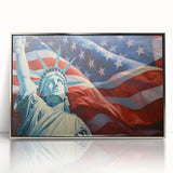 Statue of Liberty with USA Flag - 4th of July Wall Art for Patriots