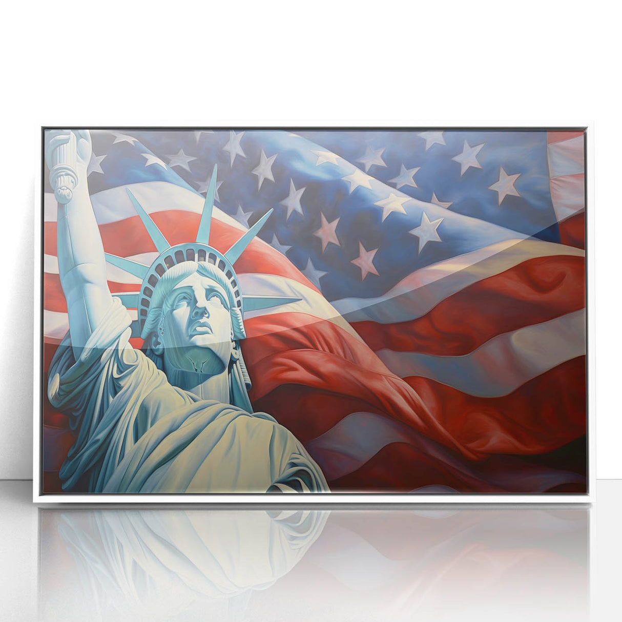 Statue of Liberty with USA Flag - 4th of July Wall Art for Patriots