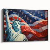 Statue of Liberty with USA Flag - 4th of July Wall Art for Patriots