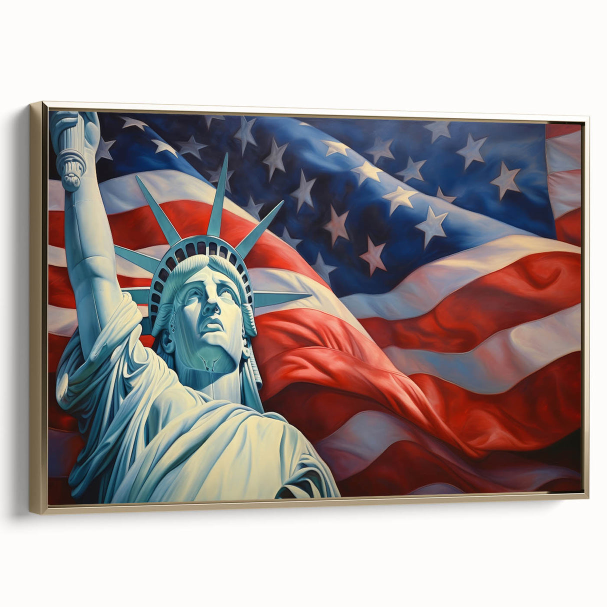 Statue of Liberty with USA Flag - 4th of July Wall Art for Patriots