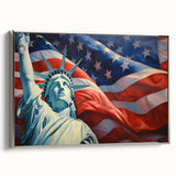 Statue of Liberty with USA Flag - 4th of July Wall Art for Patriots