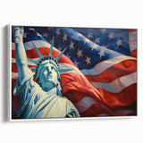 Statue of Liberty with USA Flag - 4th of July Wall Art for Patriots