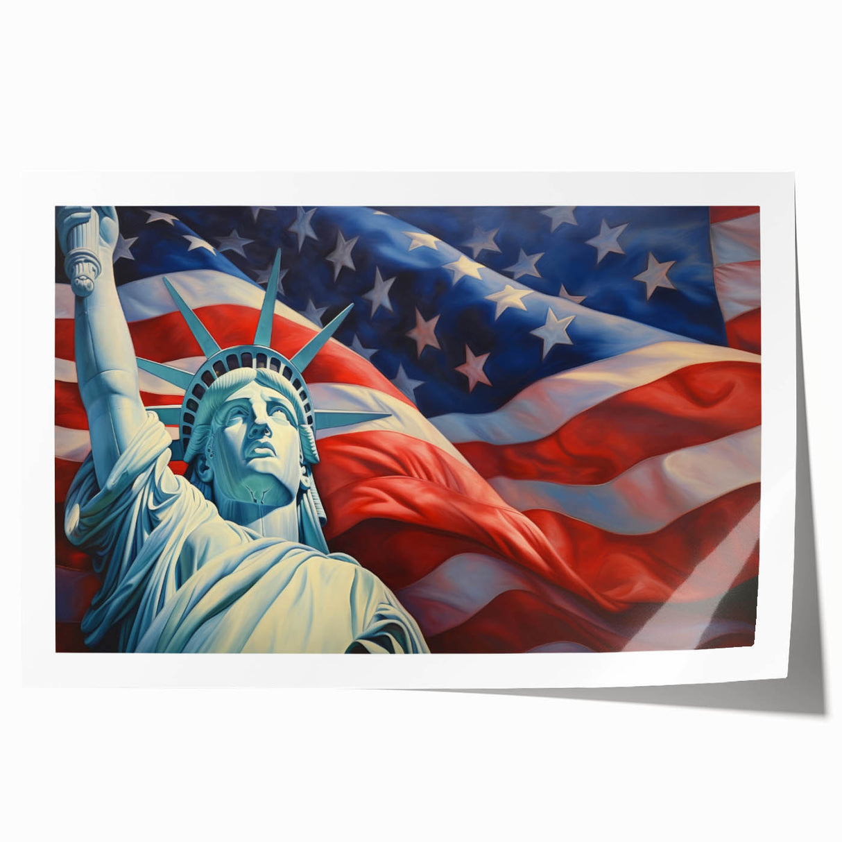 Statue of Liberty with USA Flag - 4th of July Wall Art for Patriots