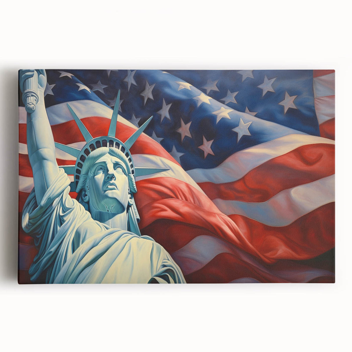 Statue of Liberty with USA Flag - 4th of July Wall Art for Patriots