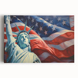 Statue of Liberty with USA Flag - 4th of July Wall Art for Patriots