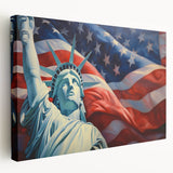 Statue of Liberty with USA Flag - 4th of July Wall Art for Patriots