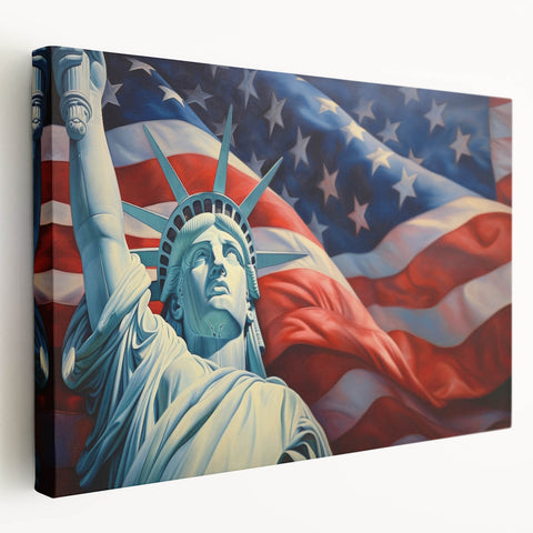 Statue of Liberty with USA Flag - 4th of July Wall Art for Patriots