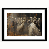 Skeleton Dance Halloween Wall Art - Gothic Haunted Oil Painting