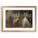 Skeleton Dance Halloween Wall Art - Gothic Haunted Oil Painting