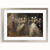 Skeleton Dance Halloween Wall Art - Gothic Haunted Oil Painting