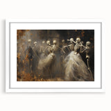 Skeleton Dance Halloween Wall Art - Gothic Haunted Oil Painting