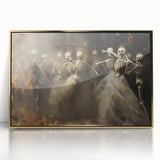 Skeleton Dance Halloween Wall Art - Gothic Haunted Oil Painting