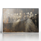 Skeleton Dance Halloween Wall Art - Gothic Haunted Oil Painting