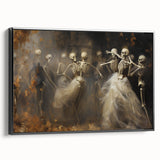 Skeleton Dance Halloween Wall Art - Gothic Haunted Oil Painting