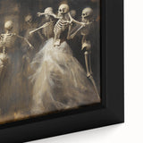 Skeleton Dance Halloween Wall Art - Gothic Haunted Oil Painting