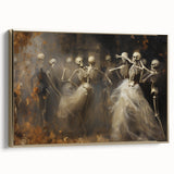 Skeleton Dance Halloween Wall Art - Gothic Haunted Oil Painting