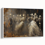 Skeleton Dance Halloween Wall Art - Gothic Haunted Oil Painting