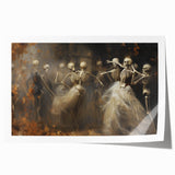 Skeleton Dance Halloween Wall Art - Gothic Haunted Oil Painting