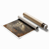 Skeleton Dance Halloween Wall Art - Gothic Haunted Oil Painting