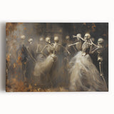 Skeleton Dance Halloween Wall Art - Gothic Haunted Oil Painting