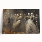 Skeleton Dance Halloween Wall Art - Gothic Haunted Oil Painting