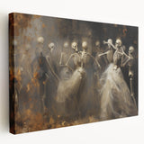 Skeleton Dance Halloween Wall Art - Gothic Haunted Oil Painting