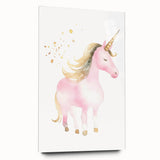 Golden Unicorn Girls Room Wall Art – Magical Nursery Print