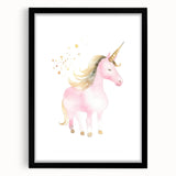 Golden Unicorn Girls Room Wall Art – Magical Nursery Print