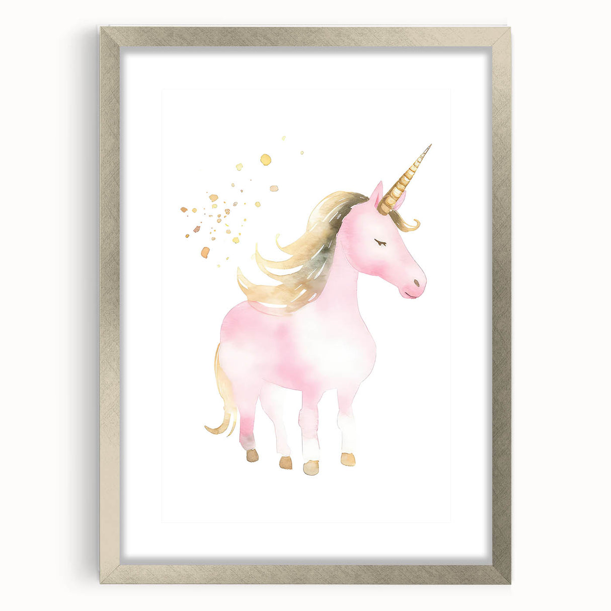 Golden Unicorn Girls Room Wall Art – Magical Nursery Print