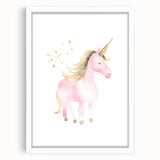 Golden Unicorn Girls Room Wall Art – Magical Nursery Print