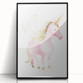 Golden Unicorn Girls Room Wall Art – Magical Nursery Print
