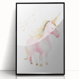 Golden Unicorn Girls Room Wall Art – Magical Nursery Print