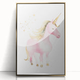 Golden Unicorn Girls Room Wall Art – Magical Nursery Print