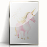 Golden Unicorn Girls Room Wall Art – Magical Nursery Print