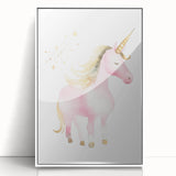 Golden Unicorn Girls Room Wall Art – Magical Nursery Print