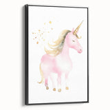 Golden Unicorn Girls Room Wall Art – Magical Nursery Print