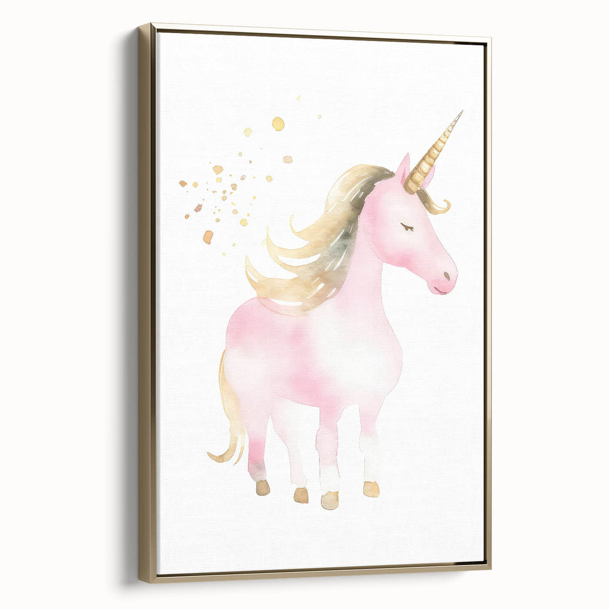 Golden Unicorn Girls Room Wall Art – Magical Nursery Print