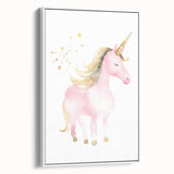 Golden Unicorn Girls Room Wall Art – Magical Nursery Print