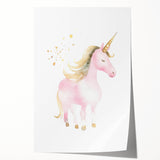Golden Unicorn Girls Room Wall Art – Magical Nursery Print