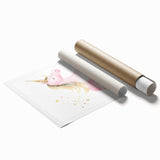 Golden Unicorn Girls Room Wall Art – Magical Nursery Print