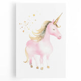 Golden Unicorn Girls Room Wall Art – Magical Nursery Print