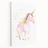 Golden Unicorn Girls Room Wall Art – Magical Nursery Print