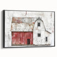 Framed black-side view of landscape barn wall art canvas, showcasing rustic charm with earthy tones and detailed textures, perfect for home decor.