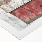 Rolled canvas art depicting a serene landscape with a rustic barn, featuring warm earth tones and textured details, ideal for farmhouse decor.