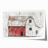 Rolled print of a rustic barn landscape wall art, showcasing vibrant colors and intricate details, packaged securely in a protective tube for easy display.
