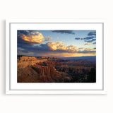Landscape artwork of canyons displayed in a white mat frame, showcasing vibrant colors and intricate details, perfect for home decor and art enthusiasts.