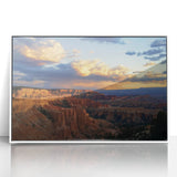 Framed acrylic artwork depicting a stunning landscape of canyons in vibrant colors, showcasing intricate details and textures, perfect for modern home decor.