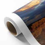 Stunning landscape rolled canvas depicting vibrant canyons in rich earthy tones, perfect for home decor, shipped securely in a protective cardboard tube.