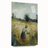 Side view of a modern acrylic landscape wall art piece showcasing vibrant colors and abstract shapes, elegantly displayed without pins for a sleek finish.