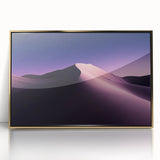 Framed acrylic artwork showcasing a vibrant desert landscape with golden hues, perfect for modern home decor. Ideal for adding warmth and elegance to any room.